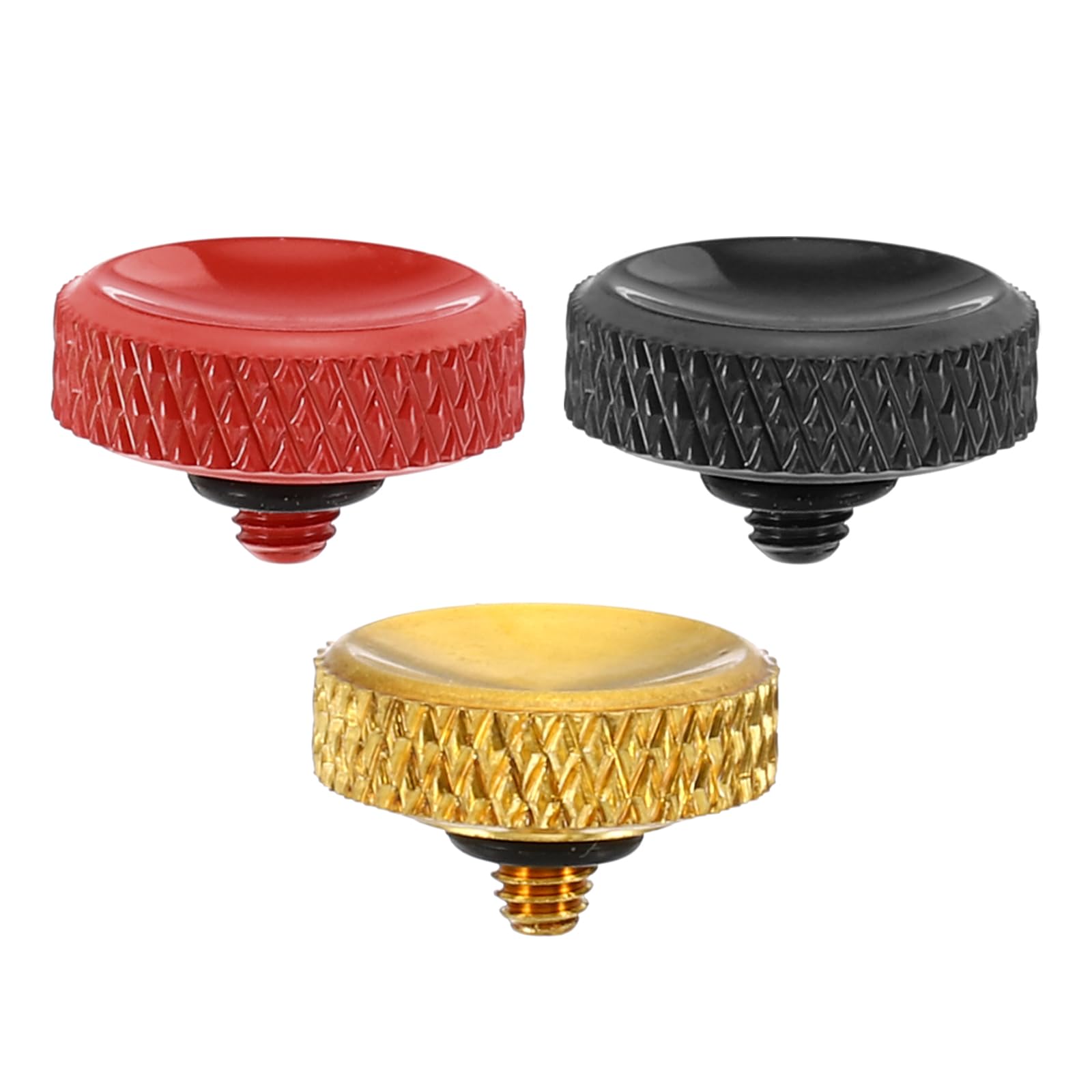 PATIKIL Camera Shutter Button, 3 Pack Soft Shutter Release Button Pure Copper Camera Button Carved Suitable for Nikon for Fujifilm for Leica DSLR/SLR Camera, Red Golden Black