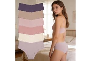 6 PCS Seamless Underwear for Women,Sexy Low Rise Hipster Invisible Wave Edge,No Show Bikini Panties Womens Cheeky