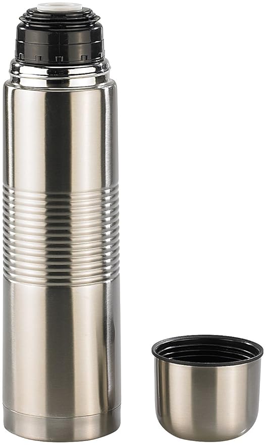 Rosenstein & Söhne Thermokanne: Edelstahl-Isolierflasche mit Becher im Deckel 1,0 l (Isolierkannen)