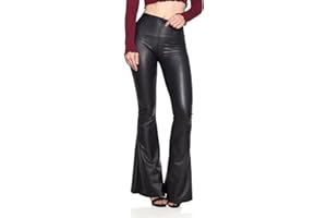 CEMI CERI Women's J2 Love Faux Leather Bell Botom Flare Pants