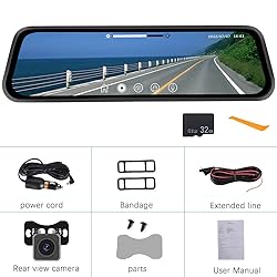 CAMECHO 9.66" Mirror Dash Cam Rear View Mirror