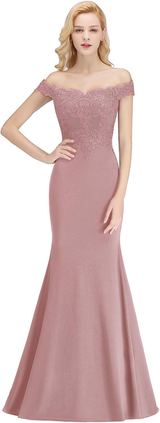 Off-Shoulder Mermaid Long Evening Formal Prom Dresses for Women