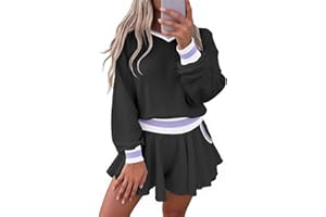 Fisoew Womens 2 Piece Outfits Lounge Sets V Neck Long Sleeve Oversized Sweatshirts Loose Shorts Fall Casual Sweatsuit