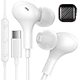 USB C Headphones for Apple iPhone 16 Pro Max 15 Plus Small Magnetic Ear Buds Type C Earbud Wired Corded Earphones Microphone for Google Pixel 9 8 7 Samsung Galaxy S25 S24 S23 S22 Ultra Android White