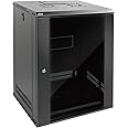 Tecmojo 15U Wall Mount Rack Network Cabinet for 19" IT Equipment,with Lockable Glass Door and Side Panels,Cooling Fan,17.7inch Depth,Black (15U)