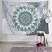 Likiyol Tapestry Mandala Hippie Bohemian Tapestries Wall Hanging Flower Psychedelic Tapestry Wall Hanging Indian Dorm Decor for Living Room Bedroom (Teal, 59.1 x 59.1 inches)