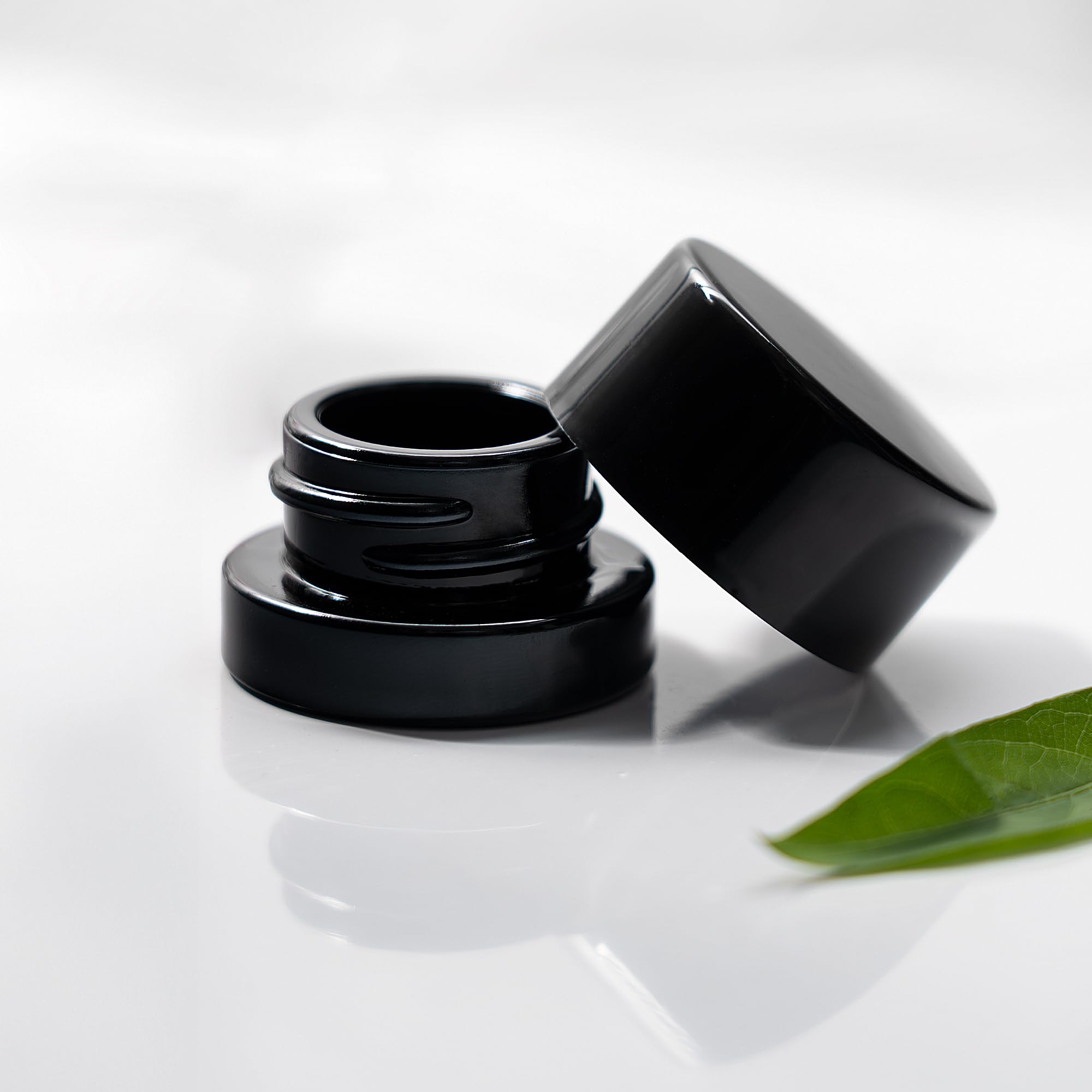 (200 Pack) 5ml Thick Black Glass Jars with Black Child Resistant Lids - UV Resistant - Storage for Oil, Lip Balm, Wax, Cosmetics - Mini Child Proof Container
