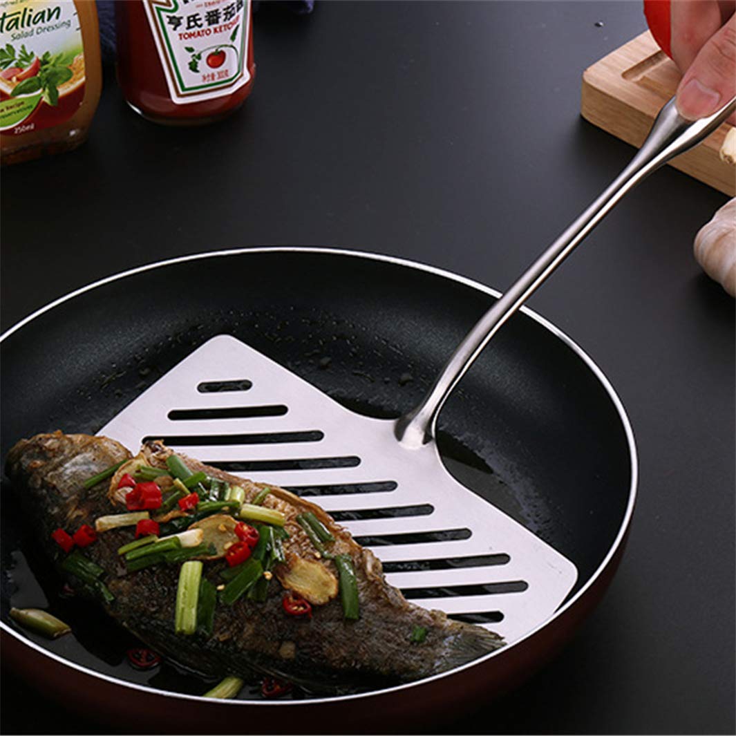 SHIJIAN Cooking Turners Professional Stainless Steel Slotted Beveled