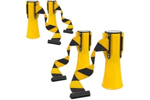 Pyle Traffic Cone Emergency Belt - Retractable Traffic Cone Hazard Warning Tape Barrier Belt, High-Visibility w/Striped Brigh
