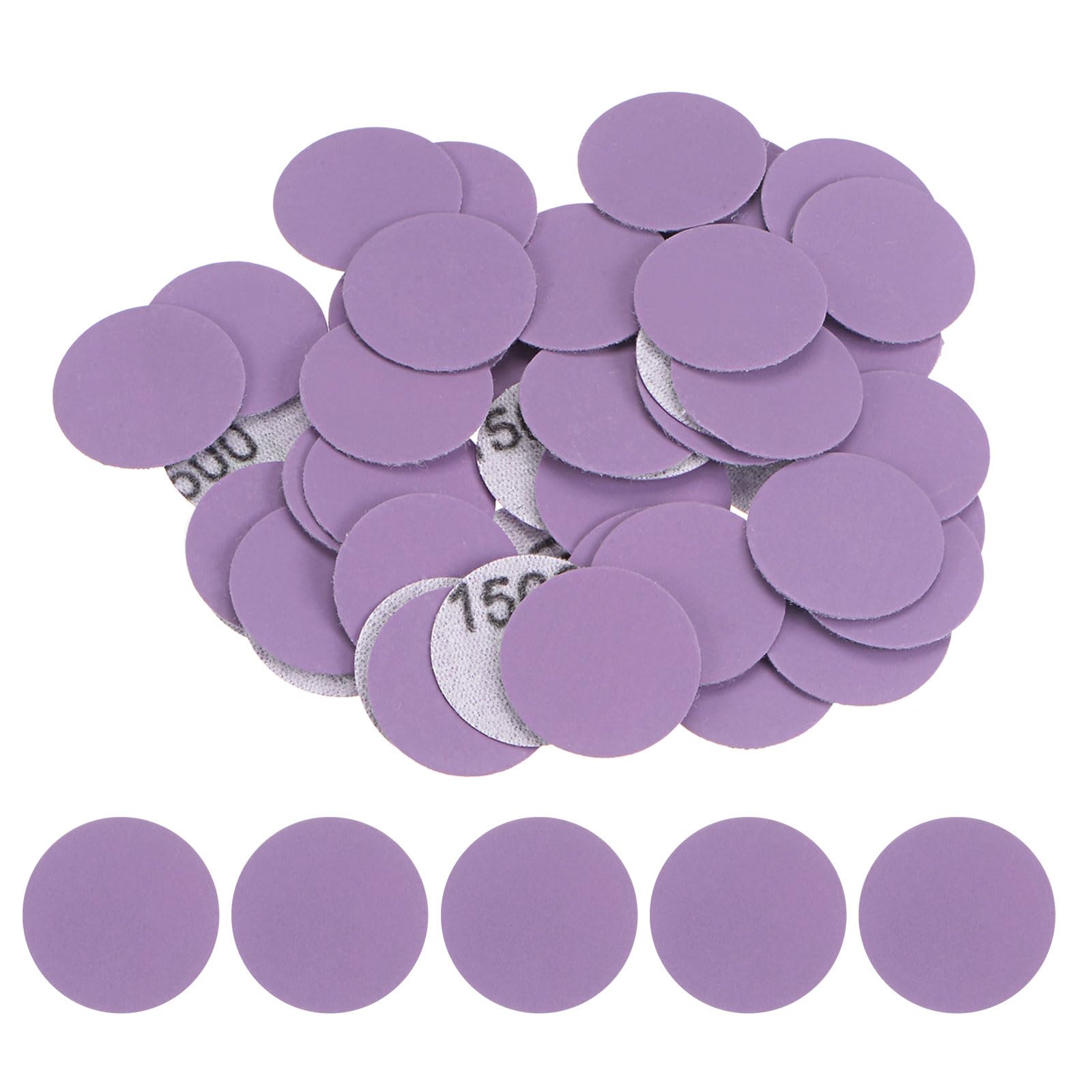 Kozelo 50pcs Premium Sanding Discs Hook and Loop - [1 Inch x 1500 Grits] Purple Sandpapers Mini Size for Jewelry Wood Metal Polishing