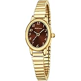 BOFAN Small Gold Watches for Women Easy Read Ladies Quartz Wrist Watch with Stainless Steel Expansion Band,Waterproof.
