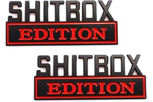 CARRUN 2 Pcs SHITBOX Edition Emblem Car Side Rear Front Hood Trunk Door Badge 3D Decal Sticker Fit for Car Truck SUV (SHITBOX, Black Red)