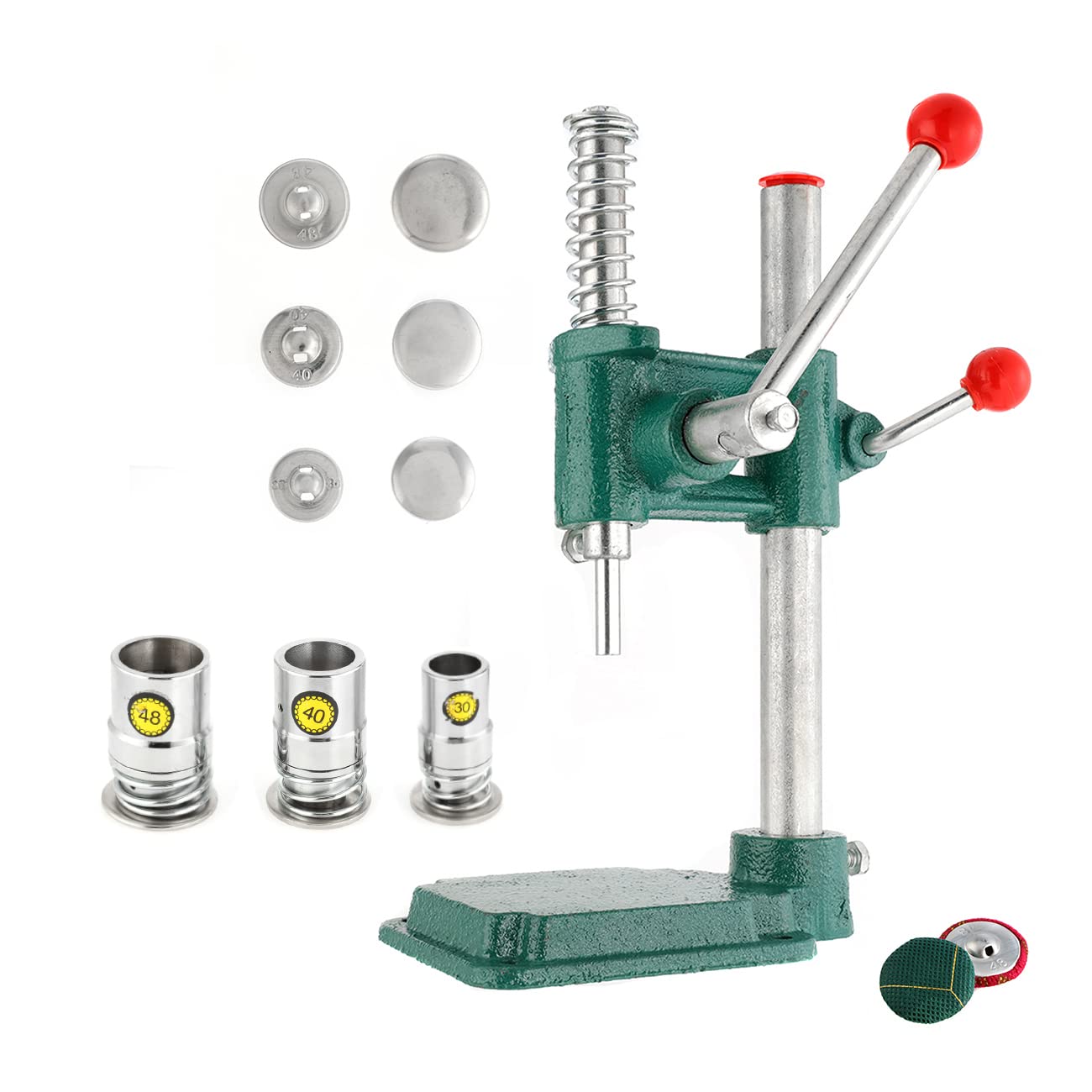 Dyna-Living Handmade Fabric Cover Button Machine Button Maker DIY Tool with 3 Molds (diameters 18, 25, 30mm) and 300 Pcs Buttons