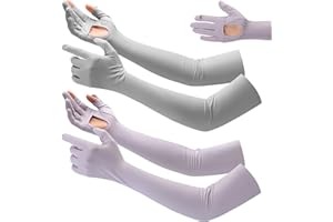 Yahenda 2 Pairs Women UV Long Sun Protection Driving Gloves UPF 50+ Touchscreen Arm Adjustable Sunscreen Gloves for Outdoor
