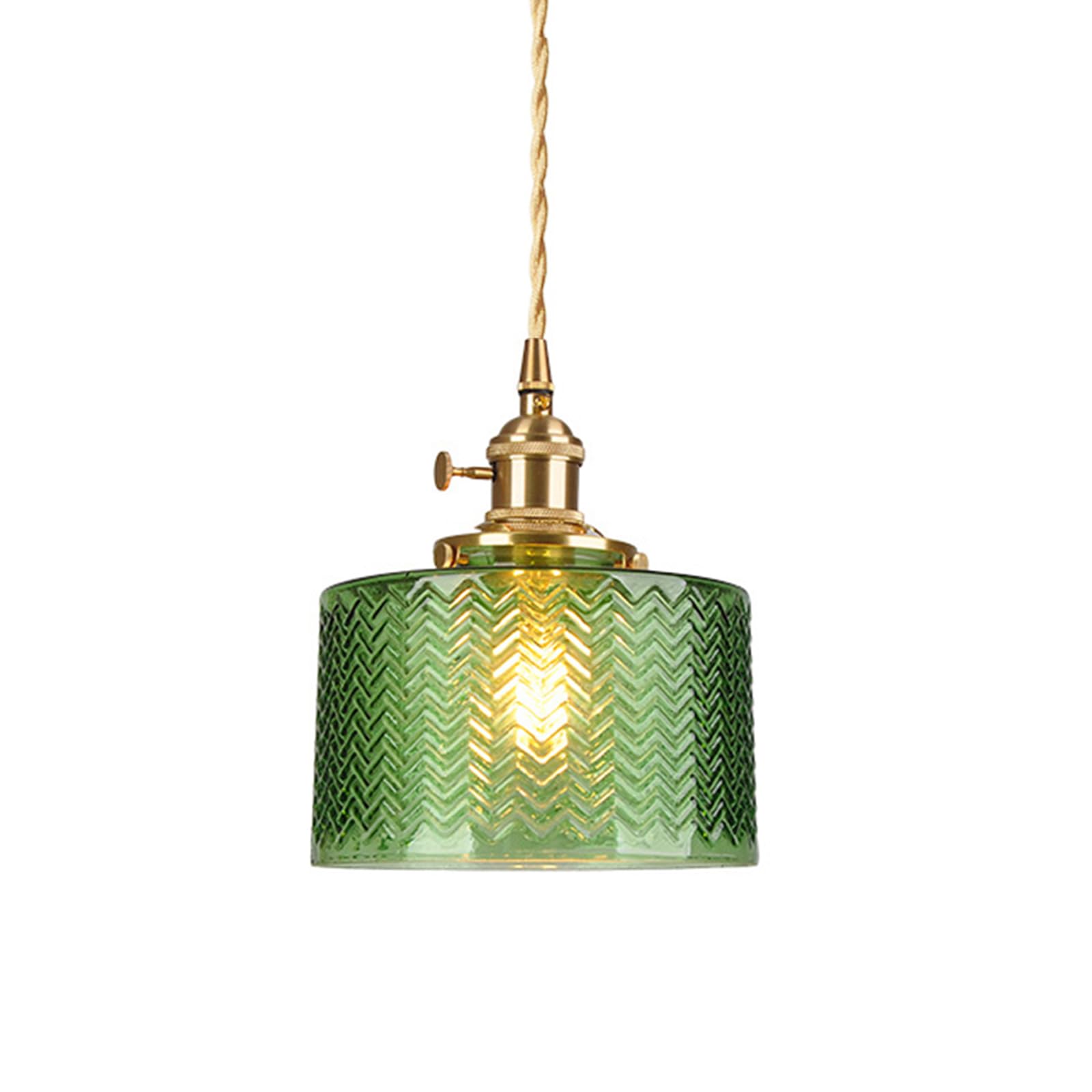 HJXDtech Industrial Vintage Round Scaly Glass Pendant Lamp E27 Brass Finish Retro Loft Bar Flexible Twisted Pair Ceiling Hanging Light (Green)