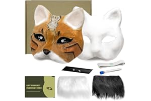 HOSHARM Therian Cat Mask Kit, Premium Pre-Felted DIY Mask with Pre-Stuffed Base, Faux Fur, Mesh Eyes, Resin Teeth & Therian badge for Wrinkle-Free, Skip The Messy Work