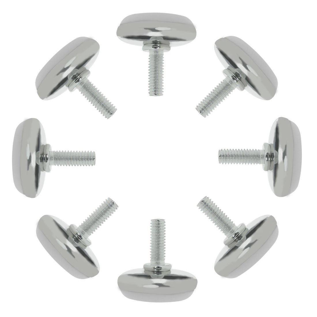 Sourcingmap M6 x 15 x 30mm Screw on Furniture Glide Leveling Feet Floor Protector Adjustable Leveler for Cabinet Machine Leg 8 Pack