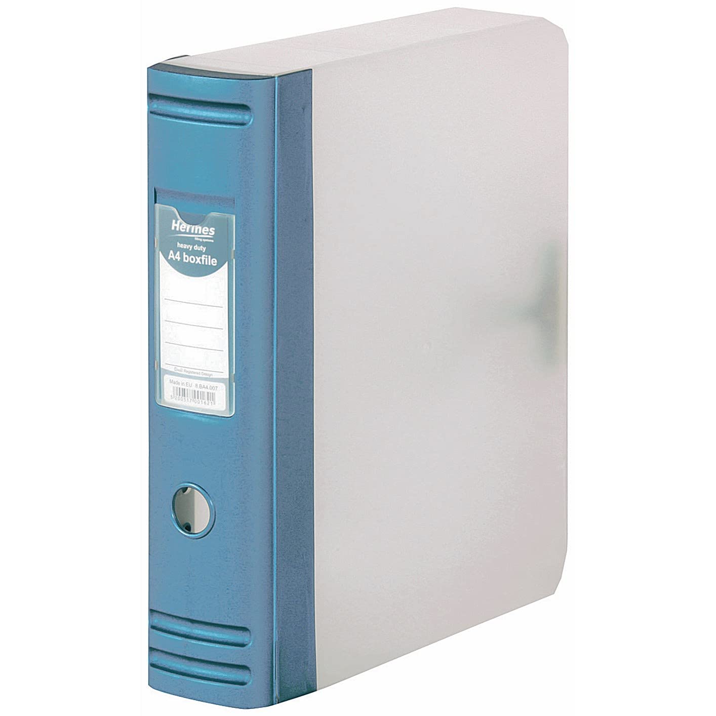 Hermes A4 80mm 2D-Ring Polypropylene Box File - Blue