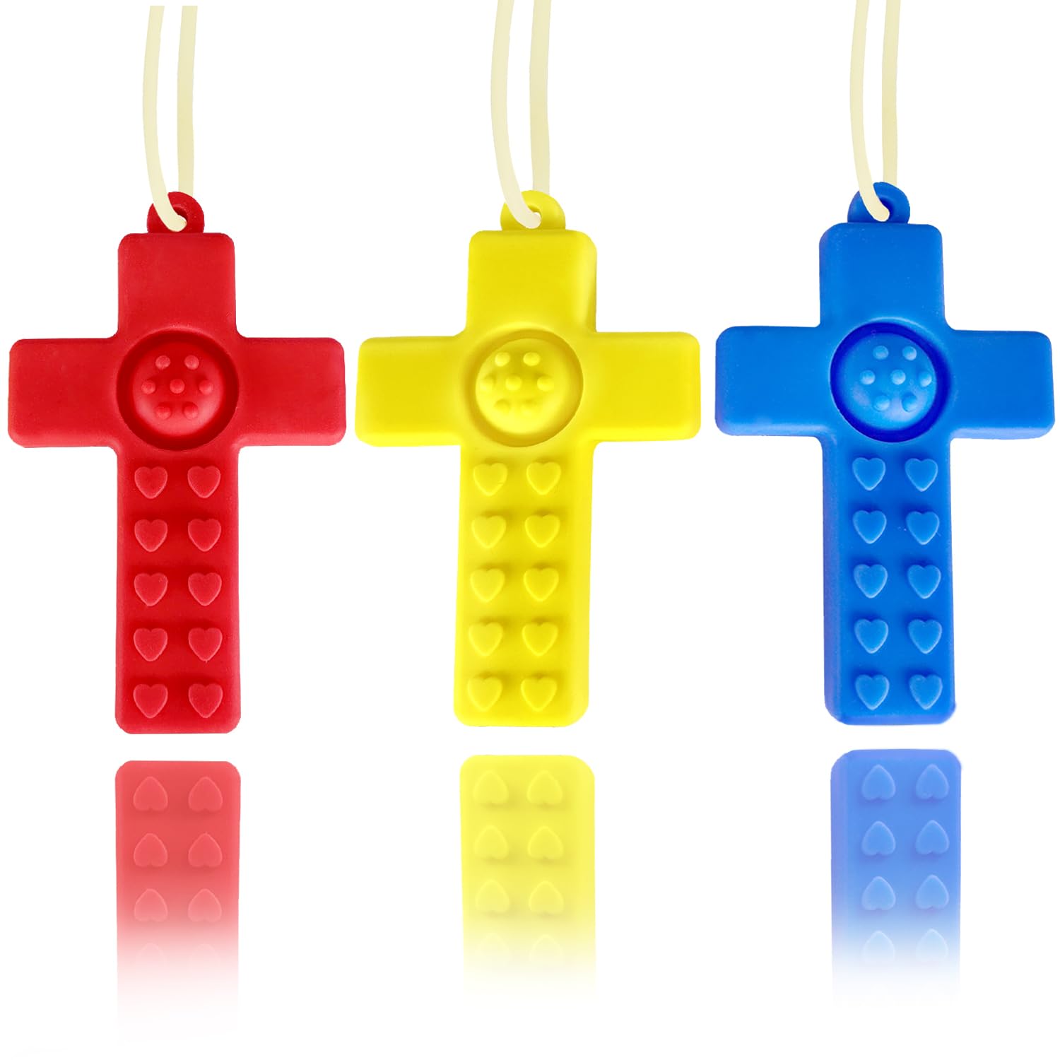 Chew Necklace Olele,3Pcs Silicone Sensory Chew Necklace Bundle for Kids with Teething, ADHD, Autism, Biting Needs, Oral Motor Chewy Teether for Boys,Girls, Perfect Gifts