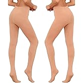 2 Pairs Women's Fleece Lined Tights, 100D Opaque High Waist Warm Tights Thermal Winter Pantyhose for Women