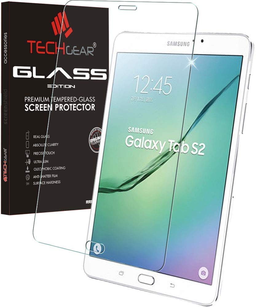 TECHGEAR GLASS Edition fits Samsung Galaxy Tab S2 8.0 Inch LTE/4G (SM-T713, SM-T715) - Genuine Tempered Glass Screen Protector Guard Cover Compatible with Samsung Galaxy Tab S2 8"