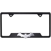 Elektroplate 3D Batman Premium License Plate Frame Black Open Corners | Officially Licensed DC Comics Superhero, Classic Bat Logo, Weatherproof Powder-Coated Metal, Standard 12" x 6" Fit
