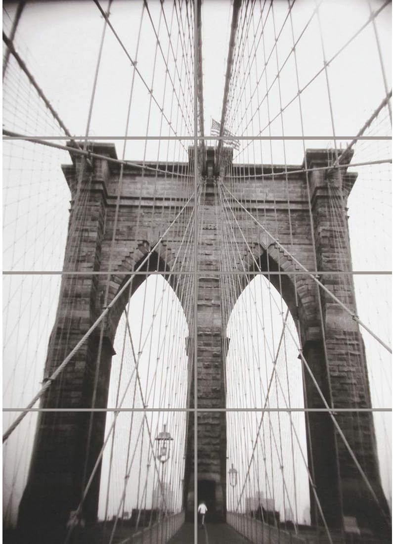 Doppelganger33 LTD Photograph Black White Ray Henders Brooklyn Bridge Wall Art Multi Panel Poster Print 33x47 inches