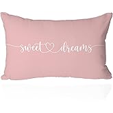 CarOptics Sweet Dreams Pillow Cover 12x20 Inch - Decorative Pillowcase with Heart Design - Soft Cushion Cover for Bedroom, Sofa, or Living Room Decor, Farmhouse Style Throw Pillow Case(Pink)