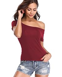 Fuinloth Women's Off Shoulder Tops, One Shoulder