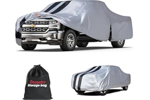 DOZENTRO Chevrolet Silverado 1500 Truck Cover Custom Fit 1998-2025 Crew Cab Short Bed(5.7'-5.8') With Door Zipper, 10 Layer Pickup Truck Cover Waterproof All Weather, Car Tarp for Wind Dust Sun etc Protection.