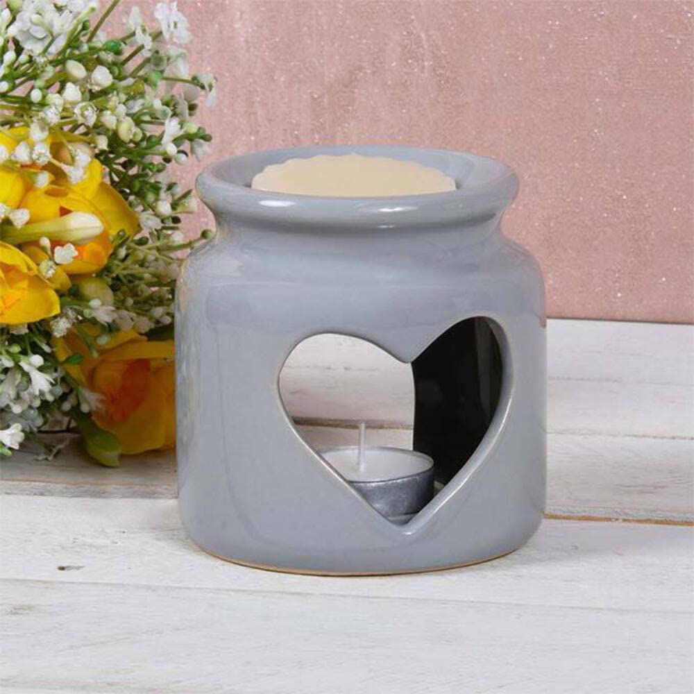Ceramic Grey Wax Oil Warmer Heart By Lesser & Pavey