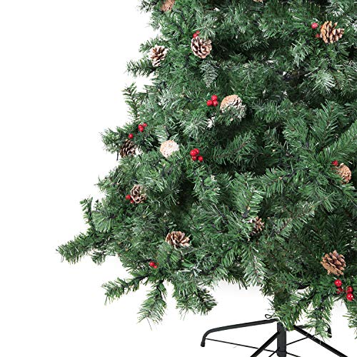 Artificial Christmas Tree Decorated with Pine Cones and Red Berries 6