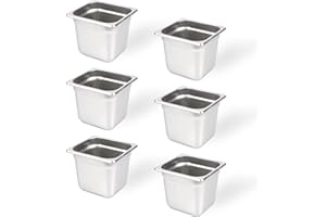 TenUp 6 Pack Anti-Jam Hotel Pans, 1/6 Size 6 Inch Deep, NSF, Commercial 18/8 Stainless Steel Pan，Steam Table Pan, Catering Food Pan