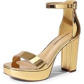 DREAM PAIRS Women's Platform Chunky High Heeled Sandals Open Toe Block Heels Ankle Strap Dress Shoes for Wedding Party Evening