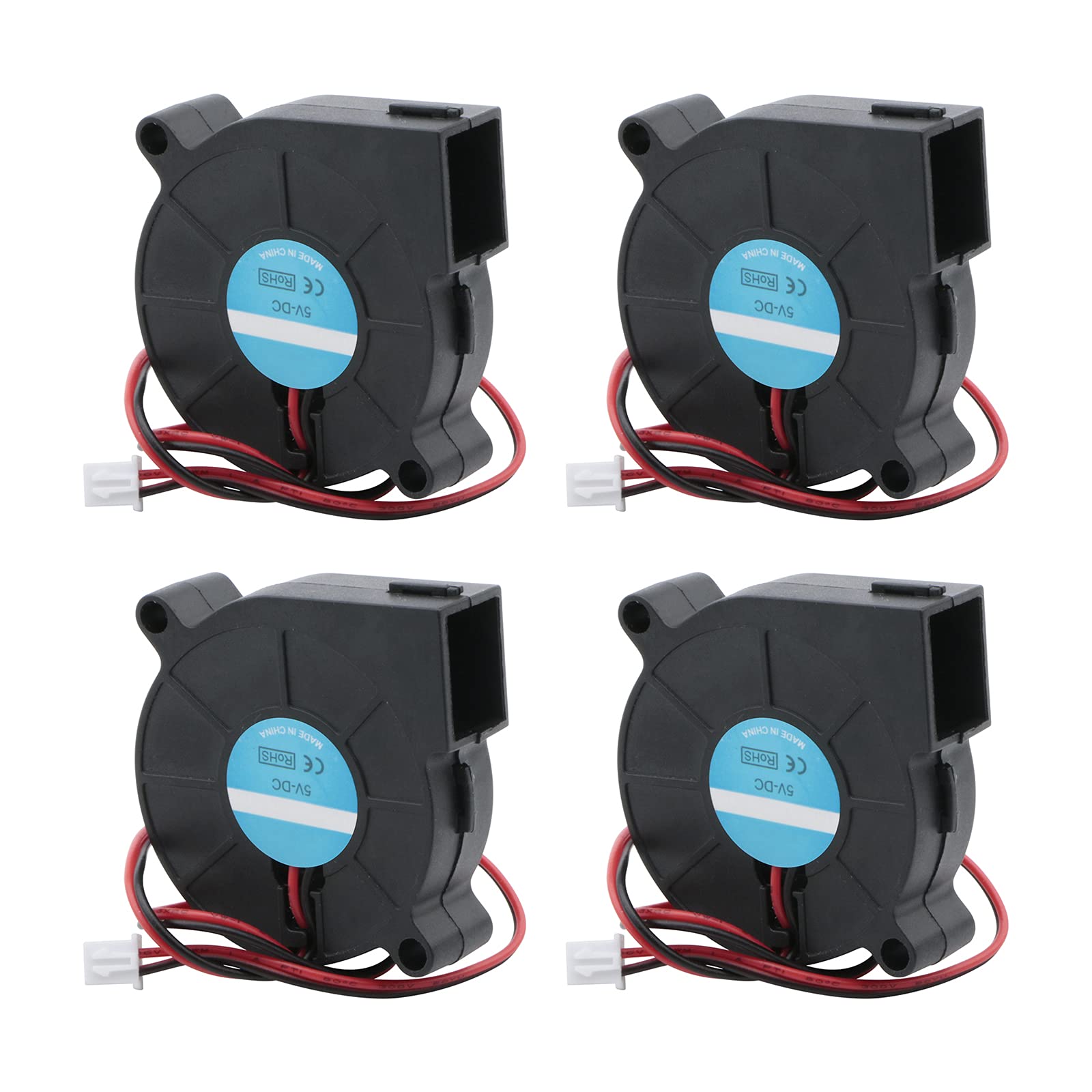 Rowiz 50mm Blower Fan 5V 0.25A 2-Pin Connector Brushless Mini Turbine Centrifugal Turbo Fan for Purifier Humidifier, 50x15mm, Pack of 4