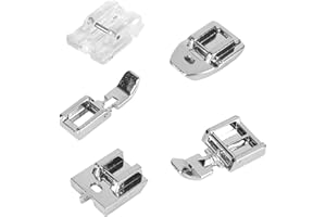 5pcs Zipper Presser Foot Kit, Invisible, Narrow & Concealed Zipper Feet Universal Low Shank Snap-On for Singer Janome Sewing 