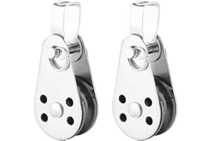 QISHUO SUS316 Durable Lifting Load Pulley Block Wheels Single Pulley Durable Outdoor Stainless Steel Strong Pulley Blocks Rope Suitable for 0.08 to 0.32 inch Ropes 2Pcs