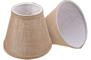 ALUCSET Double Mesh Small Lamp Shade Clip On Bulb Set of 2 for Candelabra Bulbs, Barrel Fabric Lampshade for Table Chandelier Wall Lamp 4x7x6 Inch, 2 PCS Pack (Brown)