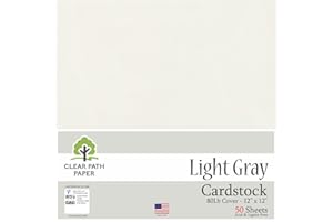Light Gray Cardstock - 12 x 12/30.5cm x 30.5cm - 80Lb Cover / 216gsm - 50 Sheets - Clear Path Paper