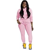 TOPSRANI Womens Two Piece Outfits Bodycon Tracksuit Sweatsuits Hoodie Solid Jogger Biker Workout Lounge Long Sleeve Pant Sets