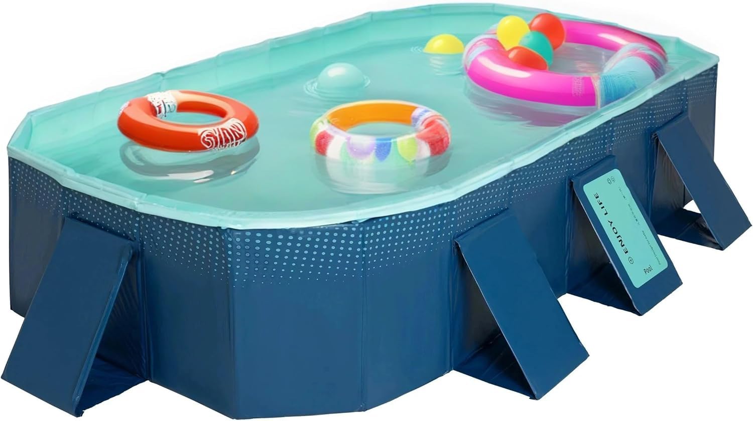 Everkeen Foldable Swimming Pool 8.5ft Paddling Pool for Adults, Non-Inflatable Outdoor Garden Sturdy Swimming Pools for Summer