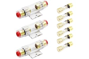 Carviya in-line AGU Fuse Holder for 4-10 Gauge AWG Wire / 6 Gauge & 8 Gauge/with Six 30A AGU Fuses for Car Audio/Alarm/Amplif