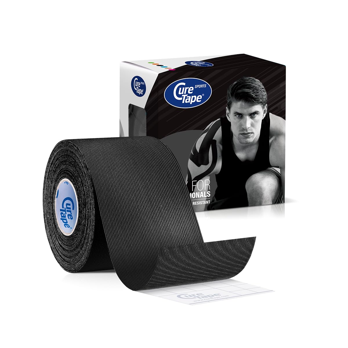 CureTape® Sports Extra Sticky Kinesiology Tape | 30% Stronger Adhesion | Waterproof K Tape | Quick Dry Viscose | Uncut Physio & Sports Injury Muscle Tape for Shoulder, Knee, Ankle | Black