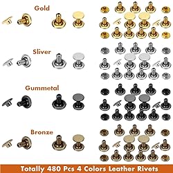 Selizo 480 Sets 4 Colors 3 Sizes Leather Rivets