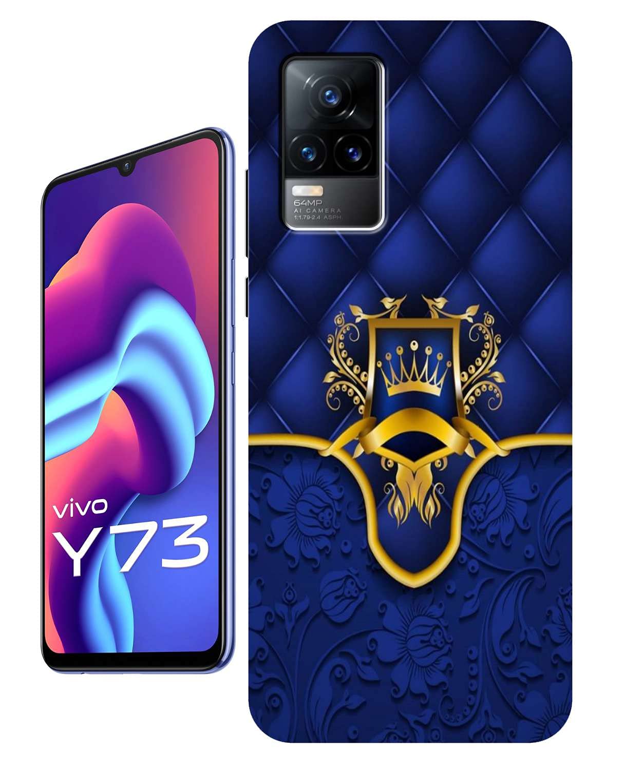 CASEARTIST Vivo Y73 Royal Blue Background Gold Buttons Designer Printed Slim Back Case Cover