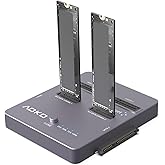 AOKO M.2 NVMe SSD Cloner, Dual-Bay 4-in-1 Hard Drive Docking Station,Hard Drive Reader/Cloner for M.2 PCIE NVME+mSATA & SATA 2.5"/3.5" HDD,Offline Cloning Without PC