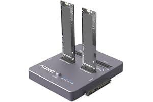 AOKO M.2 NVMe SSD Cloner, Dual-Bay 4-in-1 Hard Drive Cloner/Duplicator, Supports M.2 NVMe/NGFF SATA, mSATA & SATA 2.5"/3.5" H