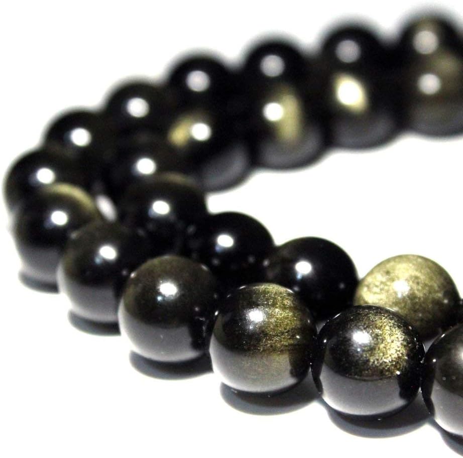 8mm Natural Stone Beads Gold Obsidian Round Loose Beads for Jewelry Making DIY Crafts Design Healing 1 Strand 15"