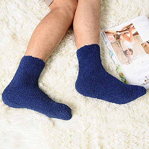 Zjzhao shop Unisex Winter Warm Comfortable Fluffy Cashmere Socks Soft Fuzzy Floor Socks (Dark Blue)
