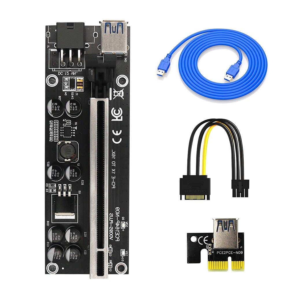 LeHang New Version 009S Plus PCIE Riser 1x to 16x Graphic Extension r for Bitcoin GPU Mining Powered Riser Adapter Card
